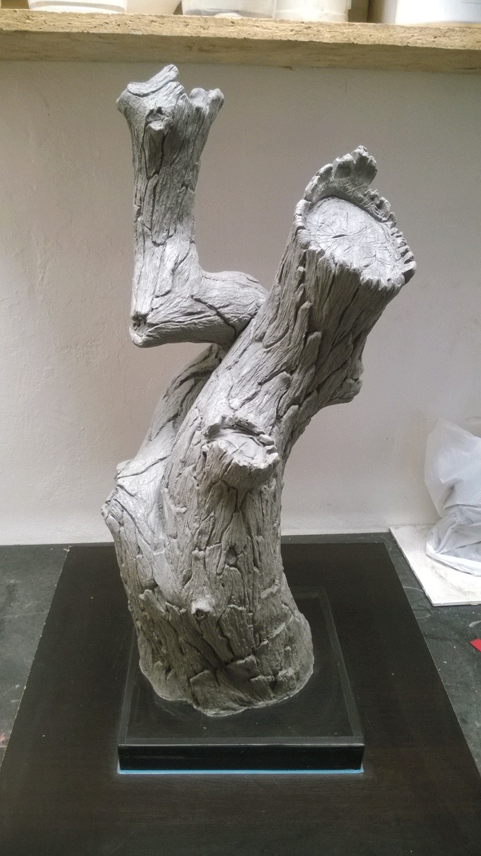 Clay master pattern of tree trunk