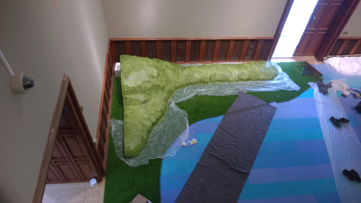 Topografi i skåret polystyren malet grøn